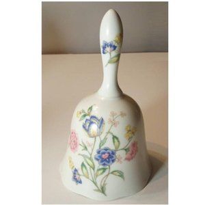 Vintage White Porcelain Bell With Multi Color Blue, Pink & Yellow Flowers